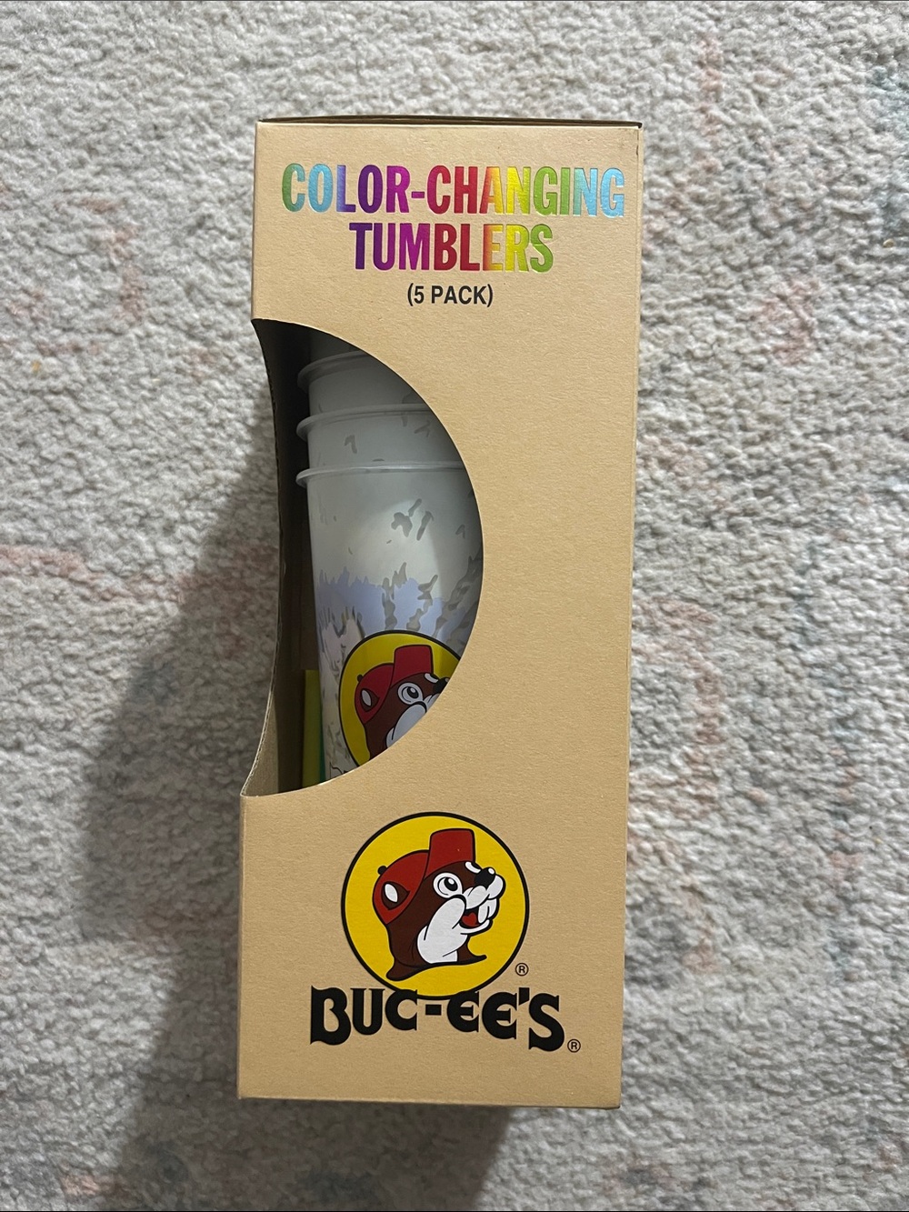 Buc-ee's Color-Changing Tumbler Set - White with Multi-Colored Straws (5 Pack) - Picture 4 of 4